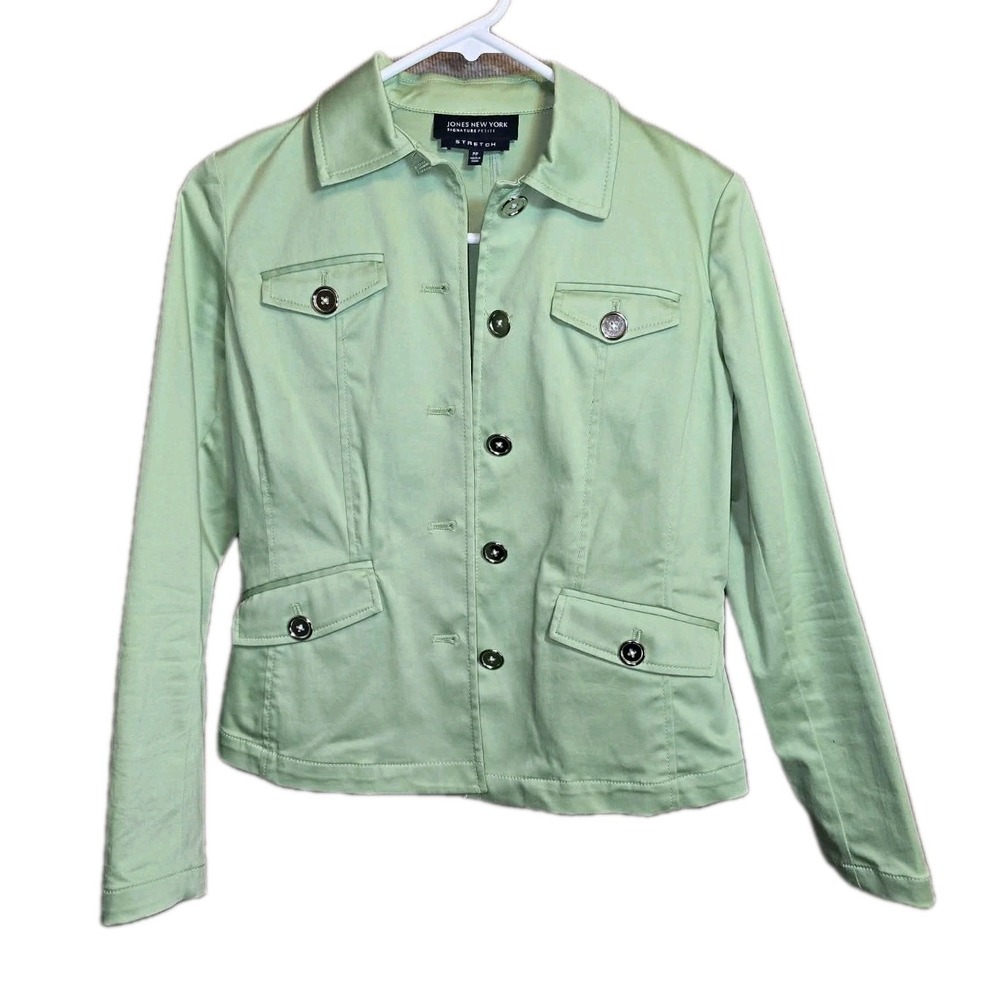 Jones New York Petite Stretch Jacket Sage Green Blazer‎ EUC Classic Chic